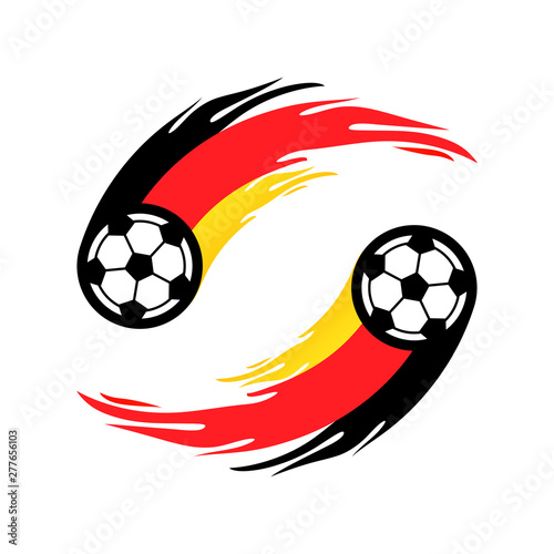 Soccer or football with fire tail in Germany flag.
