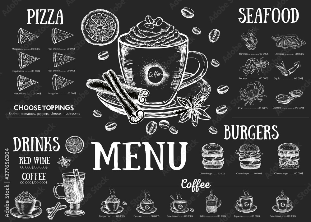 Restaurant cafe menu, template design. Fast food menu. Food flyer ...