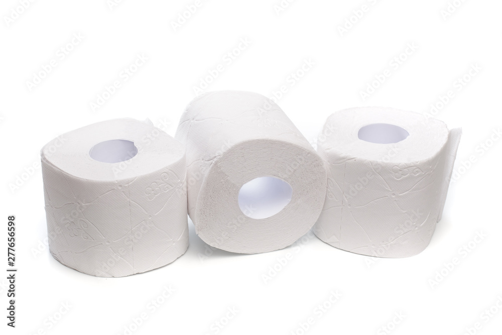 Roll of toilet paper or tissue isolated on white background . Roll of toilet paper or tissue isolated on white background .