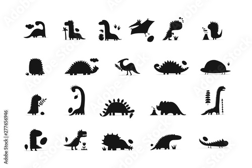 Funny dinosaurs collection, childish style. Sketch for your design