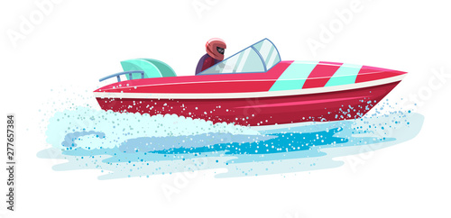 Boat vector speed motorboat yacht traveling in ocean illustration nautical set of summer vacation on motorized boat speedboat vessel transportation by sea waves isolated on white background