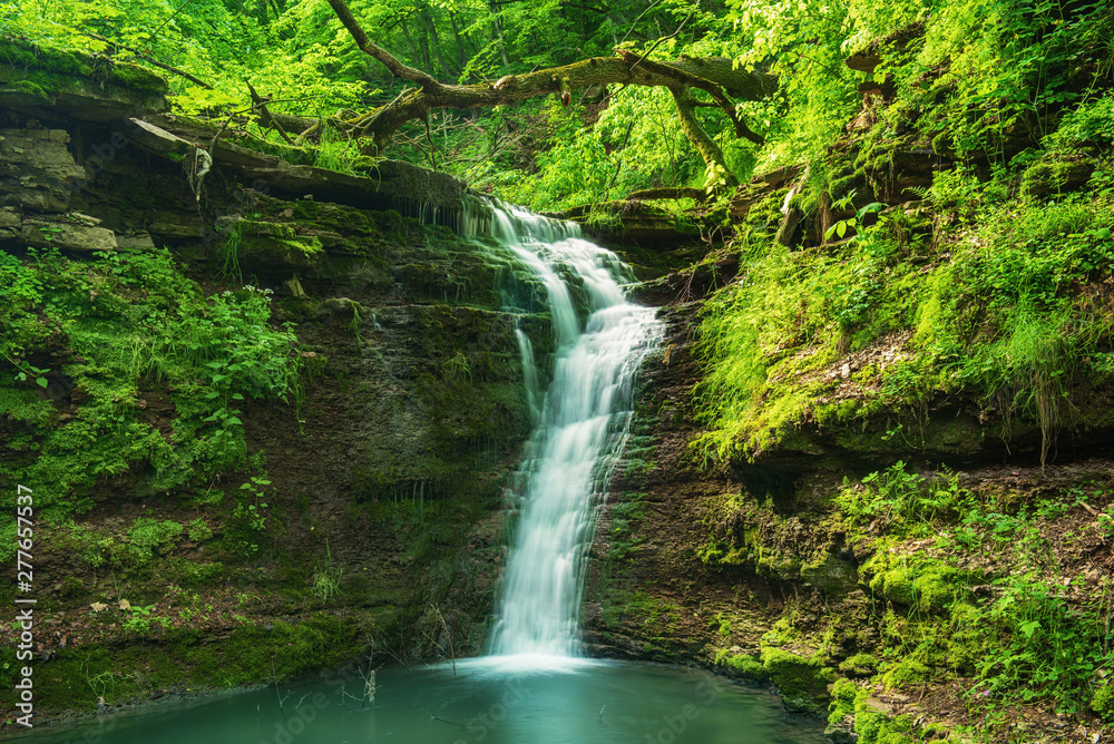 High mountain waterfall