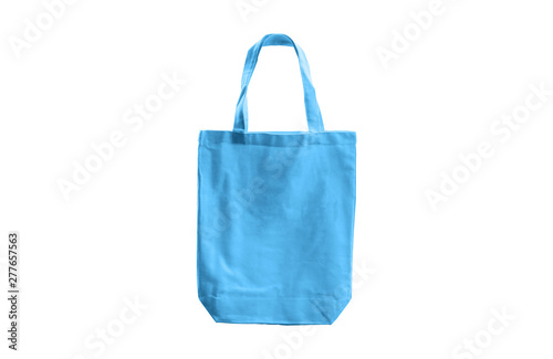 light blue cloth bag isolated on white background with clipping path