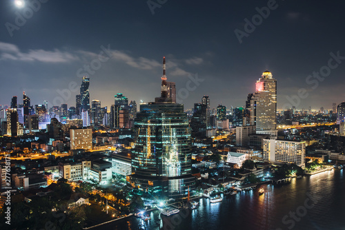 Cityscape downtown. Night city urban skyline Bangkok  Thailand.
