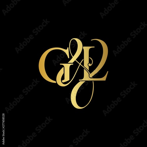 G & L / GL logo initial vector mark. Initial letter G and L GL logo luxury vector mark, gold color on black background.