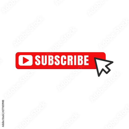 Subscribe button color with mouse pointer vector sign isolated on white background illustration for graphic and web design. 