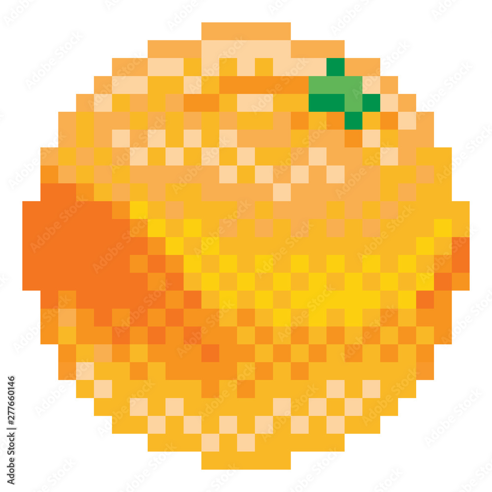 Pixel Art 8 Bit Video Game Fruit Icon Set Stock Vector