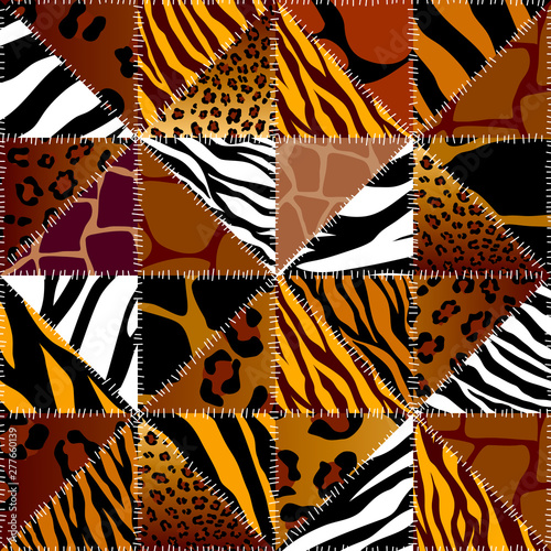 Patchwork textile pattern. Seamless quilting design background.