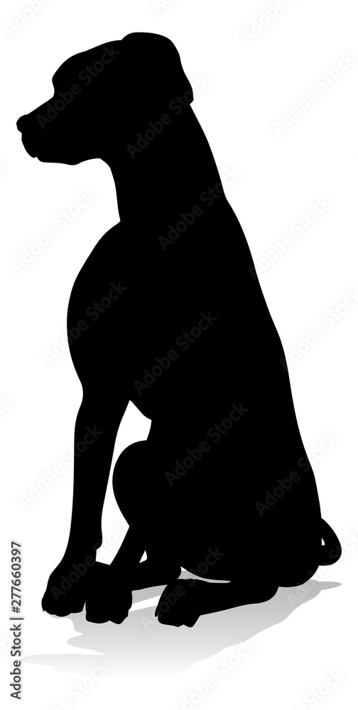 A detailed animal silhouette of a pet dog