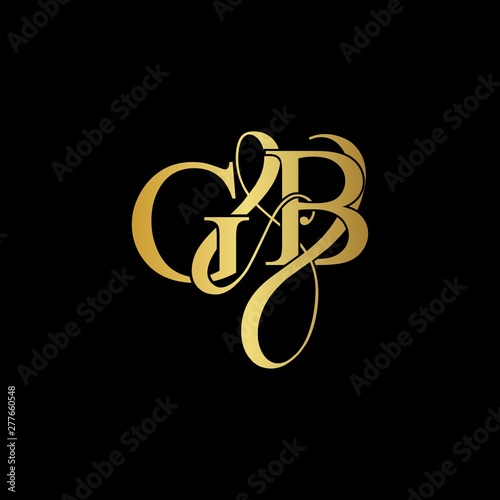 G & B / GB logo initial vector mark. Initial letter G and B GB logo luxury vector mark, gold color on black background.