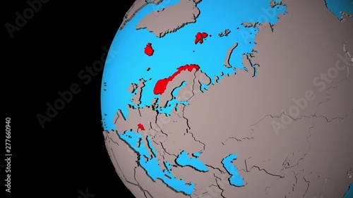 Closing in on EFTA countries on political 3D globe. 3D illustration. photo