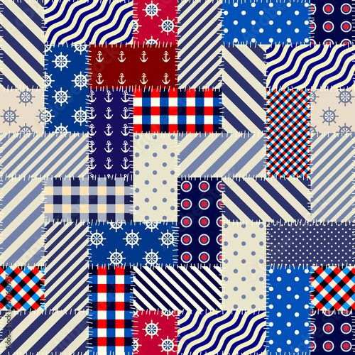 Patchwork textile pattern. Seamless quilting design background.