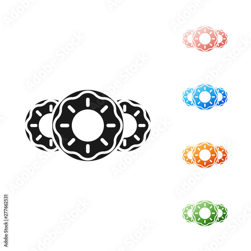 Black Donut with sweet glaze icon isolated on white background. Set icons colorful. Vector Illustration