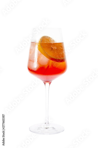 The Venetian spritz cocktail in a glass on a white background