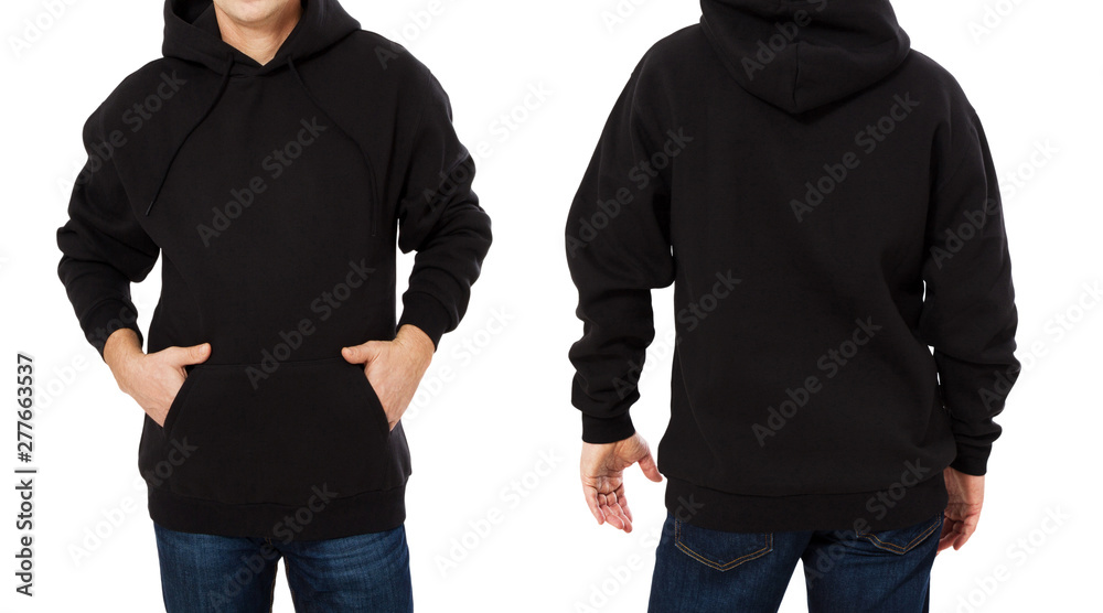 Middle age man in black sweatshirt template isolated. Male sweatshirts ...