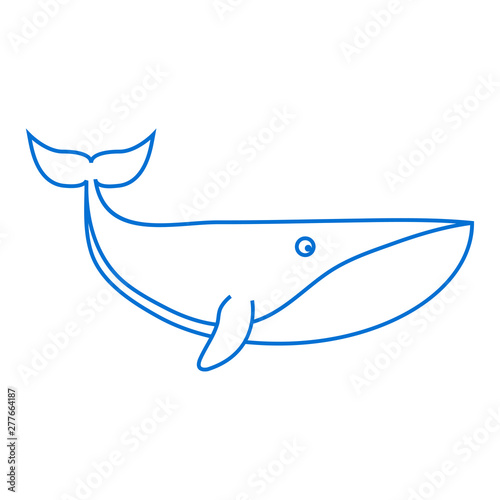 Icono plano lineal ballena en color azul