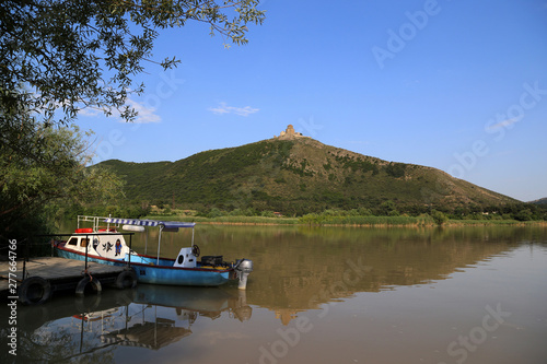 View of the Kura River and Jvari Monastery in Mtskheta  Georgia.