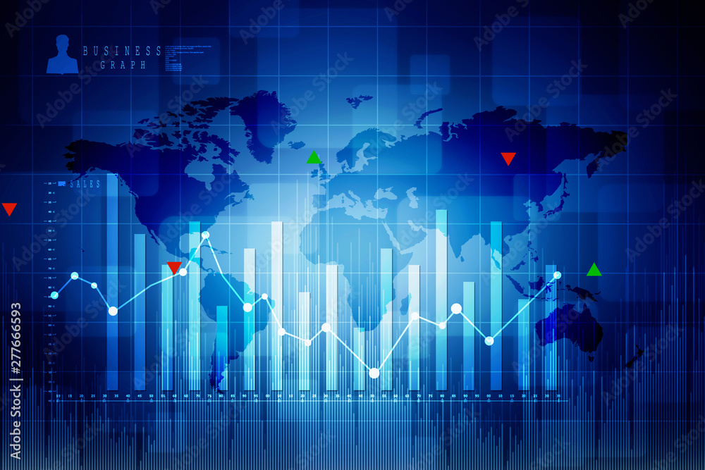 2d rendering Stock market online business concept. business Graph 