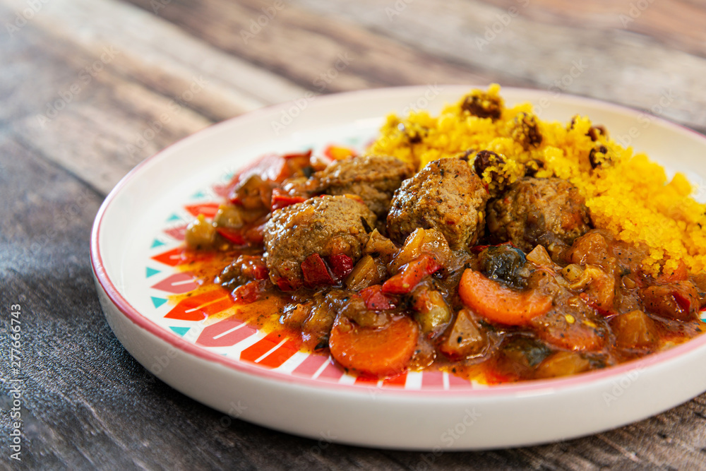 Moroccan beef kefta meatballs meatball and semolina Stock Photo Adobe