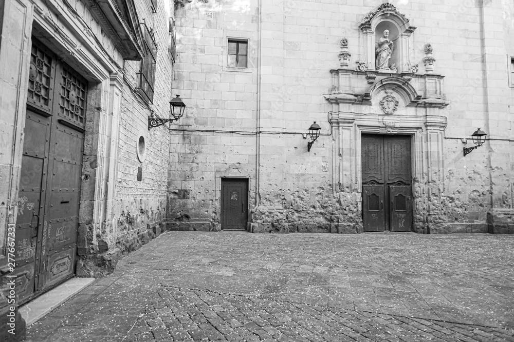 Barcelona, Sant Felip Neri, small square in Gothic quarter. Barcelona, Sant Felip Neri, small square in Gothic quarter.