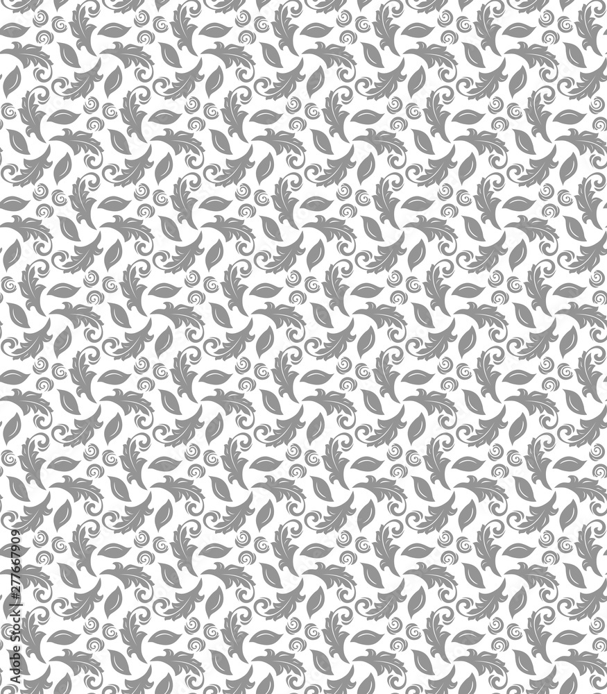 Floral vector ornament. Seamless abstract classic background with silver flowers. Pattern with repeating floral elements. Ornament for fabric, wallpaper and packaging