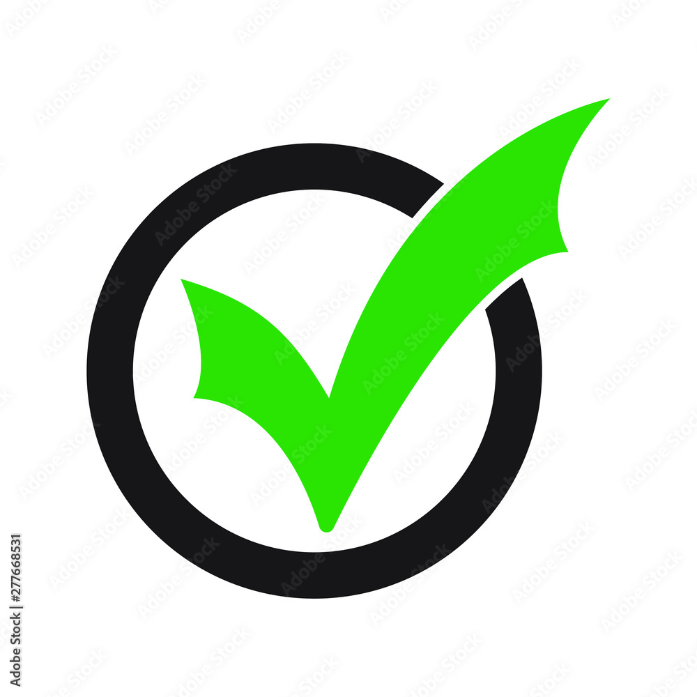 Tick icon vector symbol, checkmark isolated on white background, checked icon or correct choice sign, check mark or checkbox pictogram Tick icon vector symbol, checkmark isolated on white background, checked icon or correct choice sign, check mark or checkbox pictogram