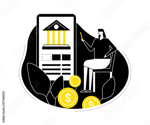Mobile banking - flat design style vector illustration