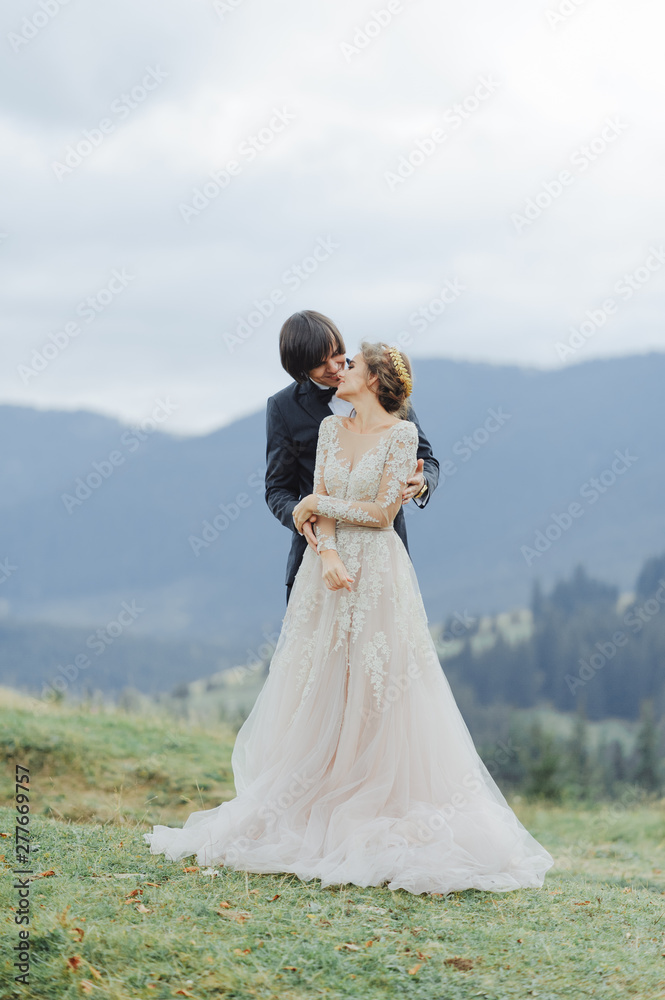 wedding photography in the Carpathians. Wedding ceremony in the forest