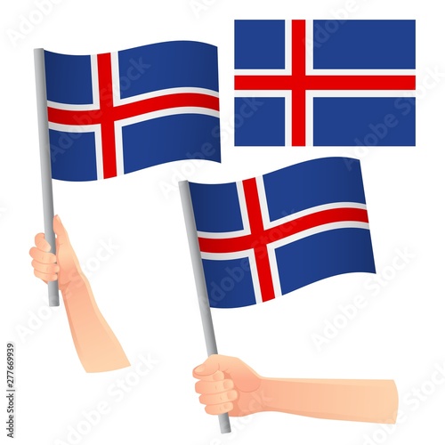 Iceland flag in hand set