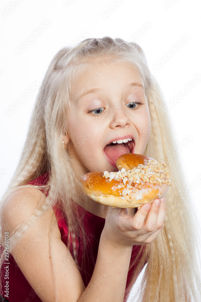 Girl looking at croissant