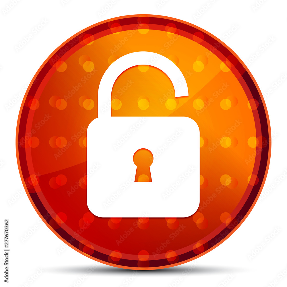 Padlock open icon Nightly Orange Round Button Padlock open icon Nightly Orange Round Button