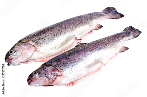 Gutted rainbow trout, isolated on white