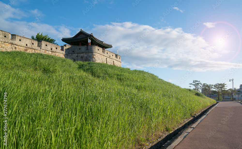 Hwaseong fortress in summer,the best view of suwon korea.