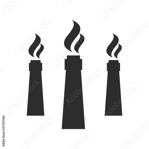 Set of industry manufactory building icons. Power and smoke building