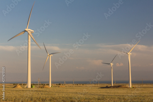 Group of wind generators in the steppes of Kazakhstan. (Kapshagay area) photo