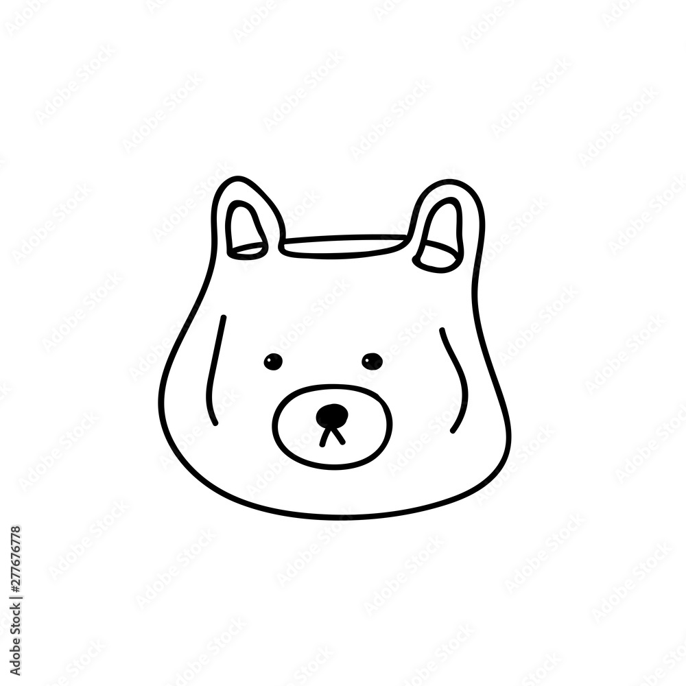 Fabric bag with funny bear face. Vecctor sketch. Fabric bag with funny bear face. Vecctor sketch.