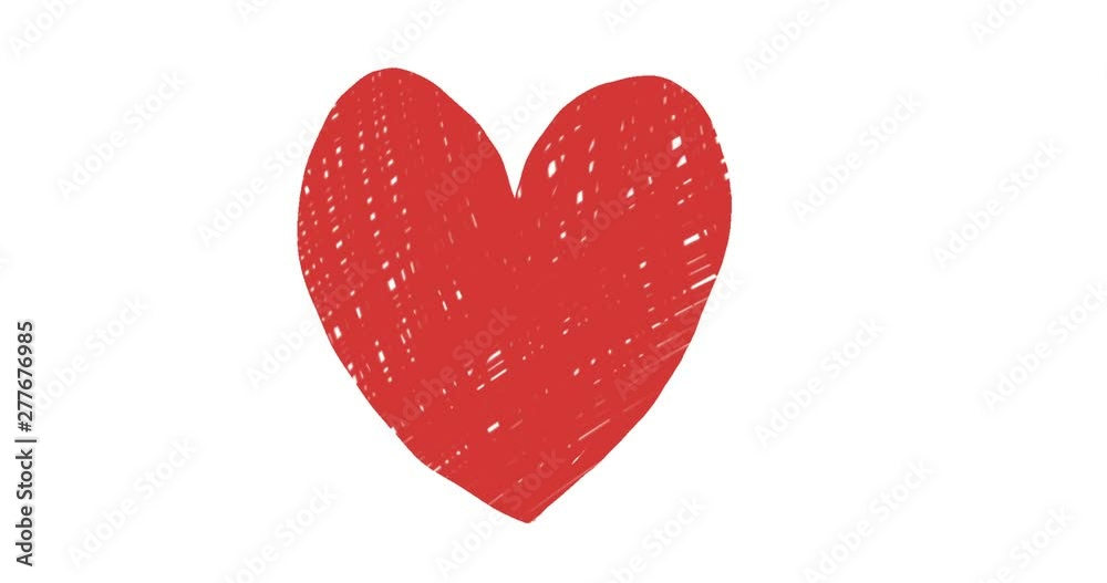 Hand drawn animation of red romantic heart Hand drawn animation of red romantic heart