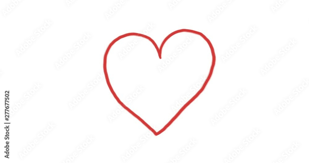 Hand drawn animation of red romantic heart Hand drawn animation of red romantic heart