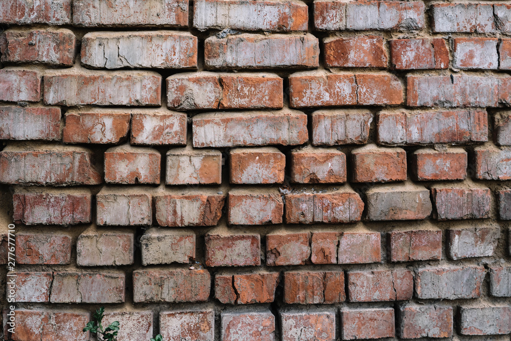 old red brick wall, cracked brickwork texture old red brick wall, cracked brickwork texture