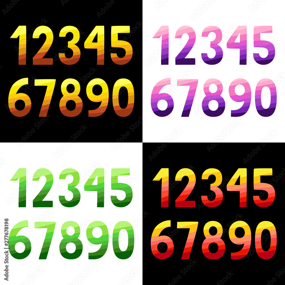 Vector set of colorful numbers for children in cartoon style.