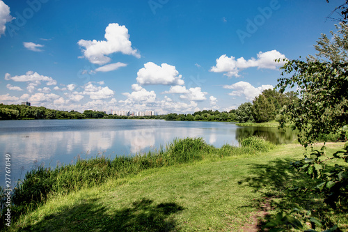 landscape with river and clouds Park Moscow Tsaritsyno  ponds  nature