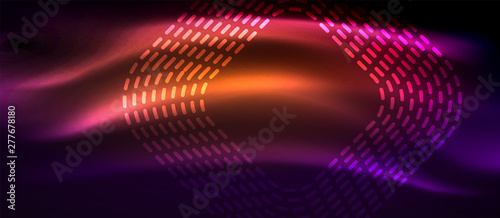 Glowing shiny neon squares abstract background, techno modern template