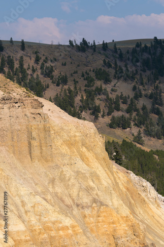 landscape and trees at Towr Fall in Lamar Valley in Yellowstone National Park in Wyoming  photo