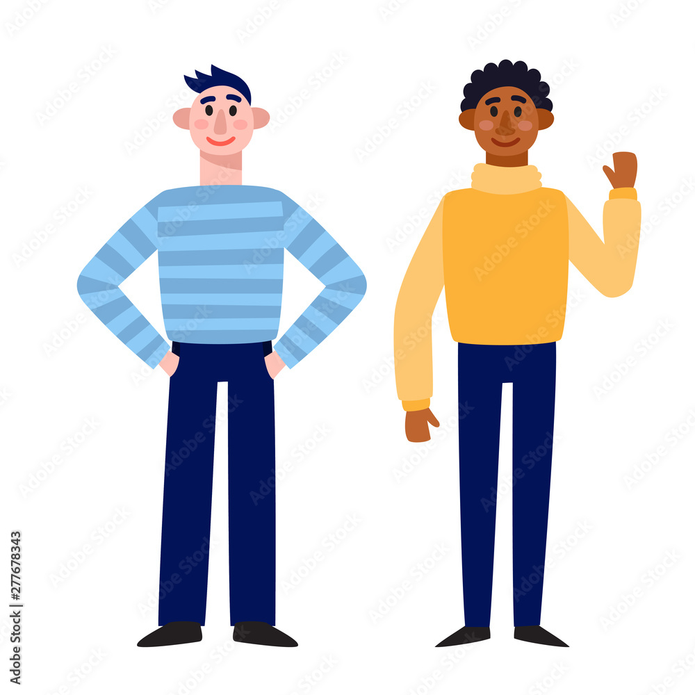 European and african man body template - front. European and african man body template - front.