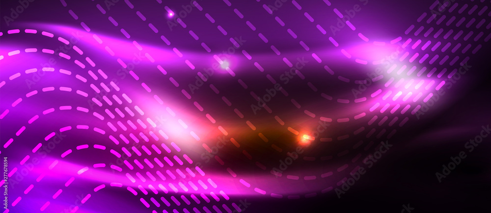 Obraz premium Neon square shapes lines on glowing light background