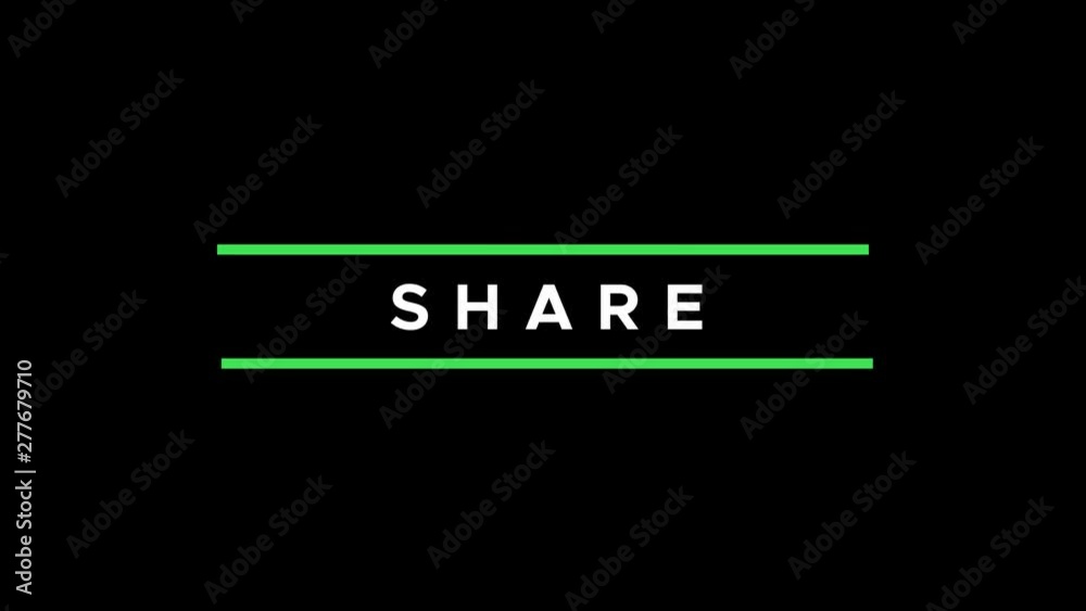Animated share graphic text slide opening/closing in end card