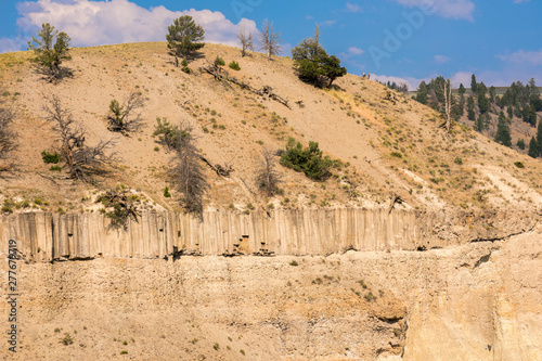 landscape and trees at Towr Fall in Lamar Valley in Yellowstone National Park in Wyoming  photo