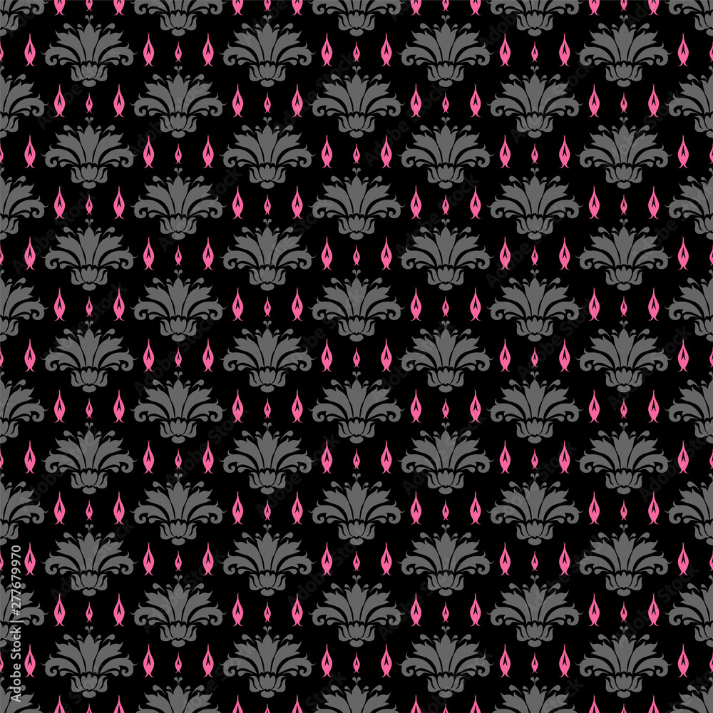 Seamless floral pattern Dark background pattern. Retro style background image. Vector image