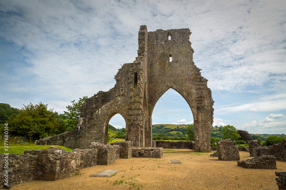 Talley Abbey in the River Cothi valley, a ruined former monastery of the Premonstratensians in the village of Talley a few miles north of Llandeilo, South Wales, UK.