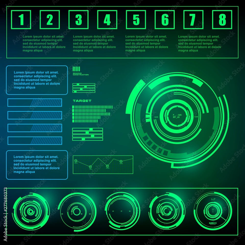 Futuristic green virtual graphic touch user interface